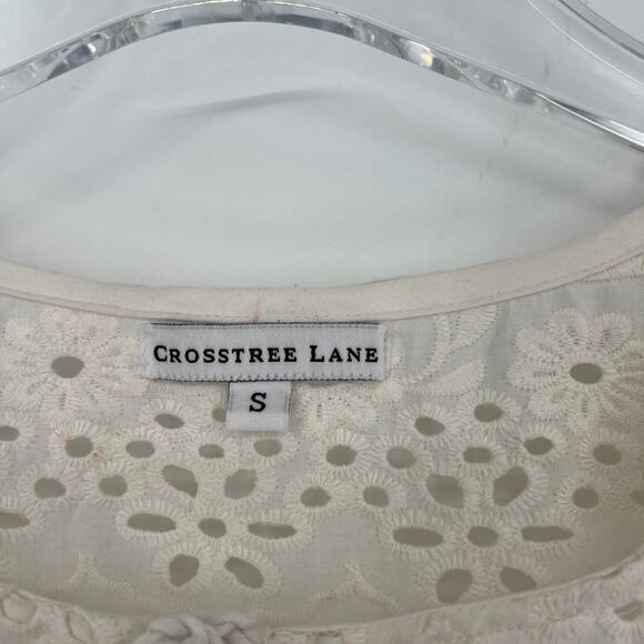Vtg Crosstree Lane‎ Cardigan Womens S White Eyelet Lace Boho Floral Cottage - Picture 4 of 9